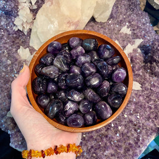 Amethyst Tumbled Stone from Curious Muse Crystals Tagged with amethyst, amethyst tumbled, Brazilian amethyst, chevron amethyst, Crystal healing, dark purple amethyst, emotional balance, genuine crystal, high vibrational, inspiration wisdom, purple, purple Quartz, reiki work, third eye, tumbled stone
