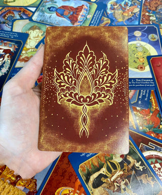 Buddha Wisdom, Shakti Power Oracle Deck | Gilded Hindu Buddhism Tarot from U.S. Games Systems, Inc Tagged with alternative oracle, buddha tarot, Buddhism oracle, divination tool, gilded tarot, gold foil, Hindu tarot oracle, illuminated tarot, oracle, personal development, Shakti oracle, with guidebook