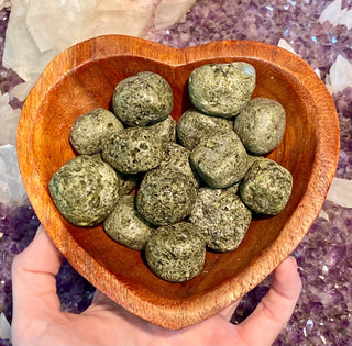 Epidote Tumbled Stone - Abundance & Synchronicity from Curious Muse Crystals Tagged with Crystal healing, dark green stone, epidote, genuine crystal, green, hearth chakra, manifestation, mineral collection, natural mineral, peru, Peruvian Epidote, reiki healing, synchronicity, tumbled stone