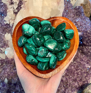 Malachite Tumbled Stone - Manifestation and Prosperity from Curious Muse Crystals Tagged with copper stone, Crystal healing, dark green stone, genuine crystal, green, hearth chakra, malachite, malachite polished, manifestation, mineral collection, natural mineral, prosperity wealth, reiki healing, tumbled stone