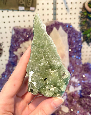 Prehnite with Epidote Raw Cluster from Curious Muse Crystals Tagged with botyroidal prehnite, epidote, green, green sparkly stone, hide-notify-btn, high vibration, manifestation spell, meditation tool, mineral collection, prehnite, prehnite from mali, prosperity stone, rare mineral, raw crystal, raw mineral, raw prehnite, reiki healing