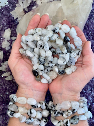 Rainbow Moonstone Nugget Crystal Stretch Bracelet from Curious Muse Crystals Tagged with black, blue, blue moonstone, bracelet, crystal bead jewelry, crystal jewelry, divine feminine, gemstone bracelet, gemstone jewelry, gemstone nugget, genuine crystal, healing crystal, inspiration stone, moonstone, moonstone bracelet, moonstone jewelry, rainbow moonstone, stretchy bracelet, white