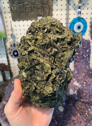 Epidote Raw Cluster from Peru - Abundance & Synchronicity from Curious Muse Crystals Tagged with epidote, green, hide-notify-btn, peru, raw
