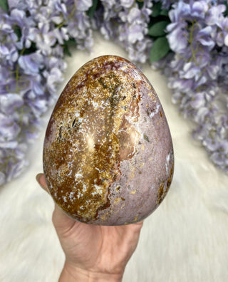 Purple Red Ocean Jasper Bloop - Pastel Orbicular Jasper Freeform from Curious Muse Crystals Tagged with Crystal healing, drusy pocket, hide-notify-btn, jasper, Madagascar mineral, mineral collection, natural mineral, ocean jasper, Orbicular jasper, peace and calming, purple, red, reiki healing