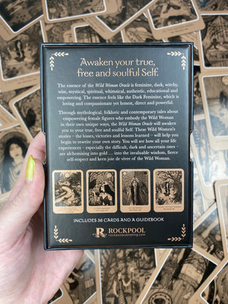 Wild Woman Oracle: Witchy Feminine Dark Cards with Guidebook from Curious Muse Crystals Tagged with alternative tarot, art nouveau, divination tool, ethereal visions, gilded tarot, gold foil, illuminated tarot, major arcana, minor arcana, pastel tarot, tarot deck, throat chakra, with guidebook