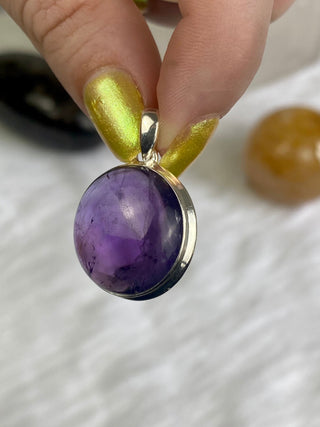 Amethyst in Sterling Silver Pendant from Curious Muse Crystals Tagged with amethyst, crystal energy, Crystal Jewelry, extra dark amethyst, hide-notify-btn, purple, reiki healing, silver crystal jewel, sterling silver, witchy jewelry