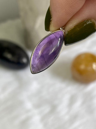 Amethyst in Sterling Silver Pendant from Curious Muse Crystals Tagged with amethyst, crystal energy, Crystal Jewelry, extra dark amethyst, hide-notify-btn, purple, reiki healing, silver crystal jewel, sterling silver, witchy jewelry