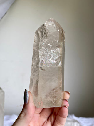 Lemurian Quartz Polished Tower | Rainbow Inclusions | Six Side Generator from Curious Muse Crystals Tagged with clear, clear quartz, Crown crystal, hide-notify-btn, lemurian, lemurian generator, Lemurian Quartz, lemurian seed, rainbow, tower