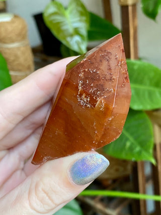 Dreamcoat Lemurian Generator - Polished Brazilian Tower Crystal from Curious Muse Crystals Tagged with clear, clear brazil quartz, dreamcoat lemurian, goethite rutile, hematite amethyst, hide-notify-btn, lemurian, lemurian generator, lemurian seed, purple, red, secondary growth, super seven, synergy seven, yellow