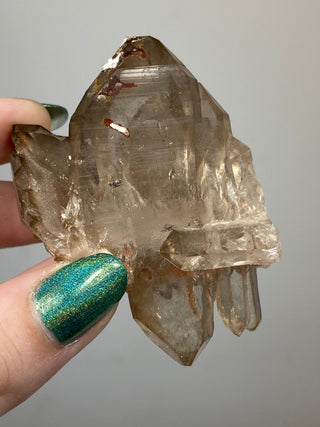 Smoky Pink Samadhi Double Terminated Quartz Cluster | High Altitude Himalayan Crystal from Curious Muse Crystals Tagged with clear, hide-notify-btn, high altitude quartz, High vibration stone, Himalayan Quartz, pink, Pink Himalayan, pink quartz cluster, Samadhi Quartz, Smoky Samadhi Quartz