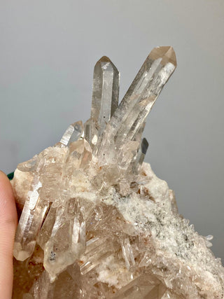 Pink Samadhi Quartz Cluster - High Altitude Himalayan Crystal from Curious Muse Crystals Tagged with clear, hide-notify-btn, high altitude quartz, High vibration stone, Himalayan Quartz, pink, Pink Himalayan, pink quartz cluster, quartz, Samadhi Quartz