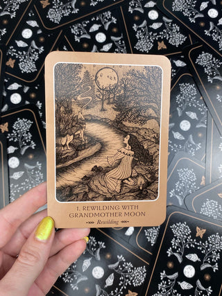 Wild Woman Oracle: Witchy Feminine Dark Cards with Guidebook from Curious Muse Crystals Tagged with alternative tarot, art nouveau, divination tool, ethereal visions, gilded tarot, gold foil, illuminated tarot, major arcana, minor arcana, pastel tarot, tarot deck, throat chakra, with guidebook