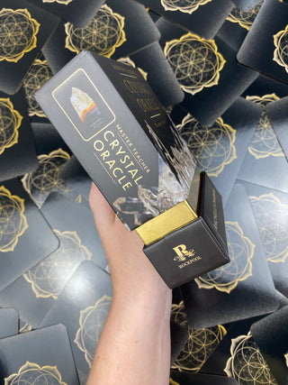 Crystal Oracle from Curious Muse Crystals Tagged with alternative tarot, art nouveau, divination tool, ethereal visions, gilded tarot, gold foil, illuminated tarot, major arcana, minor arcana, pastel tarot, tarot deck, throat chakra, with guidebook