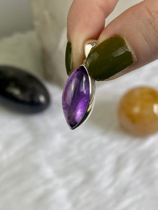 Amethyst in Sterling Silver Pendant from Curious Muse Crystals Tagged with amethyst, crystal energy, Crystal Jewelry, extra dark amethyst, hide-notify-btn, purple, reiki healing, silver crystal jewel, sterling silver, witchy jewelry