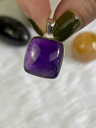 Amethyst in Sterling Silver Pendant from Curious Muse Crystals Tagged with amethyst, crystal energy, Crystal Jewelry, extra dark amethyst, hide-notify-btn, purple, reiki healing, silver crystal jewel, sterling silver, witchy jewelry