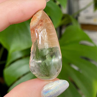 Lemurian Inclusion Quartz | Semi-polished Lens from Curious Muse Crystals Tagged with clear, clear quartz, Crown crystal, hide-notify-btn, Lemurian Quartz, meditation stone, quartz, shaman stone, silica inclusion, yellow