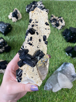 Erongo Black Tourmaline Raw Cluster | High Grade from Curious Muse Crystals Tagged with black, Erongo, fine mineral, hide-notify-btn, Namibia, raw, tourmaline, uv reactive