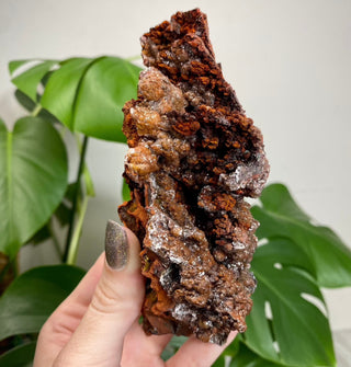 Calcite over Goethite and Limonite | Santa Eulalia, Mexico | G1 from Curious Muse Crystals Tagged with black, brown, calcite, crystal energy, goethite, hide-notify-btn, limonite, mexico, red, reiki healing, santa eulalia, yellow
