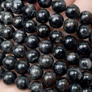 Astrophyllite 8mm Round Bead Crystal Bracelet from Curious Muse Crystals Tagged with 8mm beads, astrophyllite, black, bracelet, crystal jewelry, gemstone bead, gemstone jewelry, healing jewelry, silver