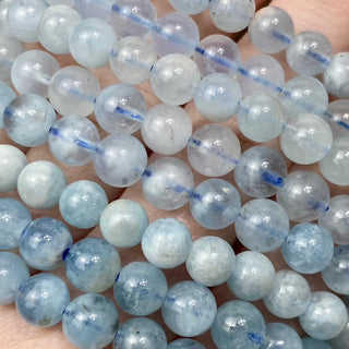 Aquamarine 7mm Round Bead Crystal Bracelet from Curious Muse Crystals Tagged with 8mm beads, aquamarine, blue, bracelet, crystal jewelry, gemstone bead, gemstone jewelry, healing jewelry