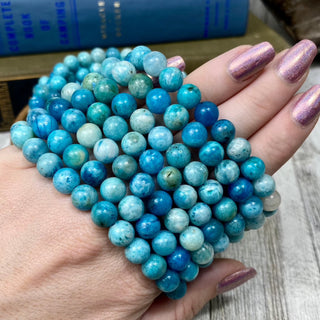 Hemimorphite 8mm Round Bead Crystal Bracelet from Curious Muse Crystals Tagged with 8mm beads, blue, bracelet, crystal jewelry, gemstone bead, gemstone jewelry, healing jewelry, hemimorphite