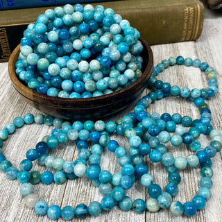 Hemimorphite 8mm Round Bead Crystal Bracelet from Curious Muse Crystals Tagged with 8mm beads, blue, bracelet, crystal jewelry, gemstone bead, gemstone jewelry, healing jewelry, hemimorphite