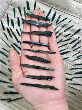 Vivianite Blades - Spiritual Awareness from Curious Muse Crystals Tagged with black, blue, collector grade, fine mineral, genuine mineral, green, green blue crystal, high end mineral, natural crystal, raw mineral, raw specimen, raw vivianite, reiki work, vivianite