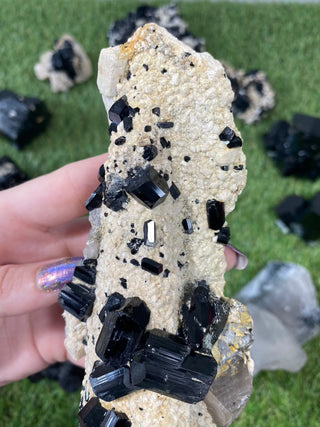 Erongo Black Tourmaline Raw Cluster | High Grade from Curious Muse Crystals Tagged with black, Erongo, fine mineral, hide-notify-btn, Namibia, raw, tourmaline, uv reactive