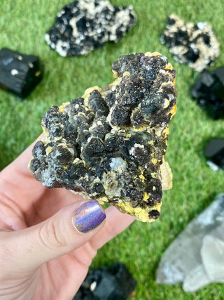 Erongo Fluorite with Tourmaline - High Grade from Curious Muse Crystals Tagged with black, erongo, fine mineral, fluorite, hide-notify-btn, namibia, purple, raw, tourmaline