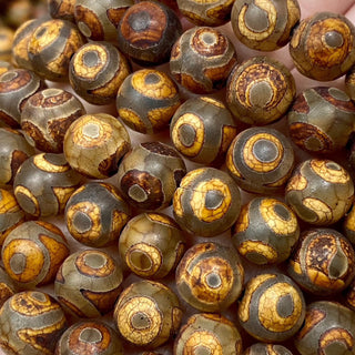 Tibetan Agate (dzi beads) 8mm Round Bead Crystal Bracelet from Curious Muse Crystals Tagged with 8mm beads, agate, bracelet, brown, crystal jewelry, gemstone bead, gemstone jewelry, healing jewelry, tibetan agate