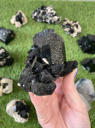 Erongo Black Tourmaline Foitite Raw Cluster | High Grade from Curious Muse Crystals Tagged with black, erongo, fine mineral, foitite, hide-notify-btn, namibia, raw, tourmaline