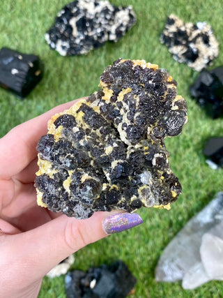 Erongo Fluorite with Tourmaline - High Grade from Curious Muse Crystals Tagged with black, erongo, fine mineral, fluorite, hide-notify-btn, namibia, purple, raw, tourmaline