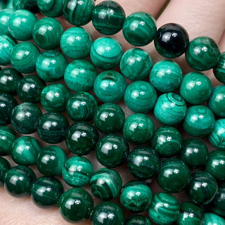 Malachite 8mm Round Bead Crystal Bracelet from Curious Muse Crystals Tagged with 8mm beads, bracelet, crystal jewelry, gemstone bead, gemstone jewelry, green, healing jewelry, malachite
