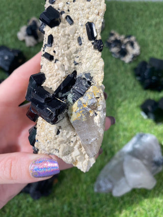 Erongo Black Tourmaline Raw Cluster | High Grade from Curious Muse Crystals Tagged with black, Erongo, fine mineral, hide-notify-btn, Namibia, raw, tourmaline, uv reactive
