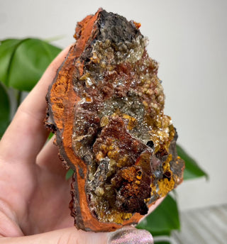 Calcite over Goethite and Limonite | Santa Eulalia, Mexico | G2 from Curious Muse Crystals Tagged with black, brown, calcite, crystal energy, goethite, hide-notify-btn, limonite, mexico, red, reiki healing, santa eulalia, yellow