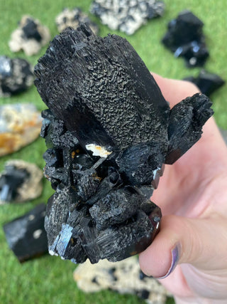 Erongo Black Tourmaline Foitite Raw Cluster | High Grade from Curious Muse Crystals Tagged with black, erongo, fine mineral, foitite, hide-notify-btn, namibia, raw, tourmaline