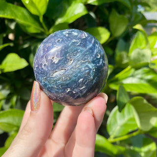 Grape Agate Sphere - Botryoidal Purple Chalcedony from Curious Muse Crystals Tagged with botyroidal, chalcedony, Crystal healing, genuine crystal, grape agate, hide-notify-btn, natural mineral, purple, raw mineral, reiki crystal, sphere