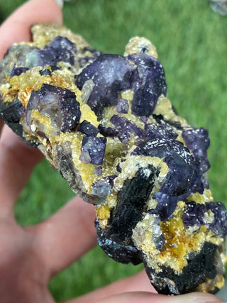 Erongo Fluorite with Tourmaline - High Grade from Curious Muse Crystals Tagged with black, erongo, fine mineral, fluorite, hide-notify-btn, namibia, purple, raw, tourmaline