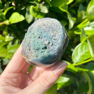 Grape Agate Sphere - Botryoidal Purple Chalcedony from Curious Muse Crystals Tagged with botyroidal, chalcedony, Crystal healing, genuine crystal, grape agate, hide-notify-btn, natural mineral, purple, raw mineral, reiki crystal, sphere