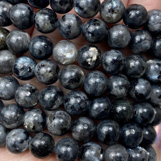 Larvikite 8mm Round Bead Crystal Bracelet from Curious Muse Crystals Tagged with 8mm beads, black, bracelet, crystal jewelry, gemstone bead, gemstone jewelry, healing jewelry, larvikite, silver