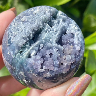 Grape Agate Sphere - Botryoidal Purple Chalcedony from Curious Muse Crystals Tagged with botyroidal, chalcedony, Crystal healing, genuine crystal, grape agate, hide-notify-btn, natural mineral, purple, raw mineral, reiki crystal, sphere