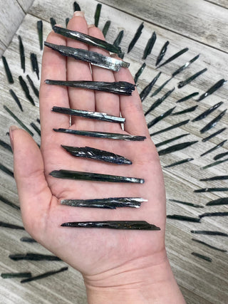 Vivianite Blades - Spiritual Awareness from Curious Muse Crystals Tagged with black, blue, collector grade, fine mineral, genuine mineral, green, green blue crystal, high end mineral, natural crystal, raw mineral, raw specimen, raw vivianite, reiki work, vivianite