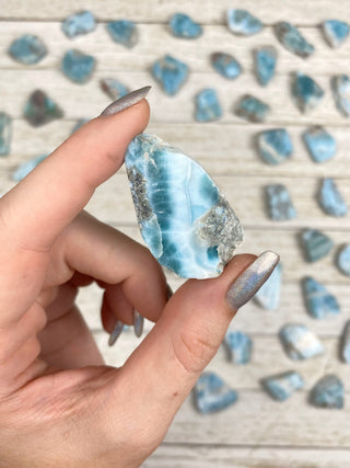Larimar Mini Slabs from Curious Muse Crystals for 13.00. Tagged with Dominican republic, larimar, slab, slice