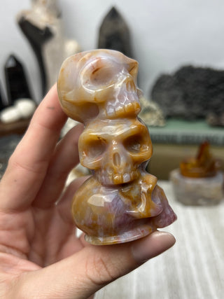 Chalcedony Crystal Skull Sculpture | Hand-Carved