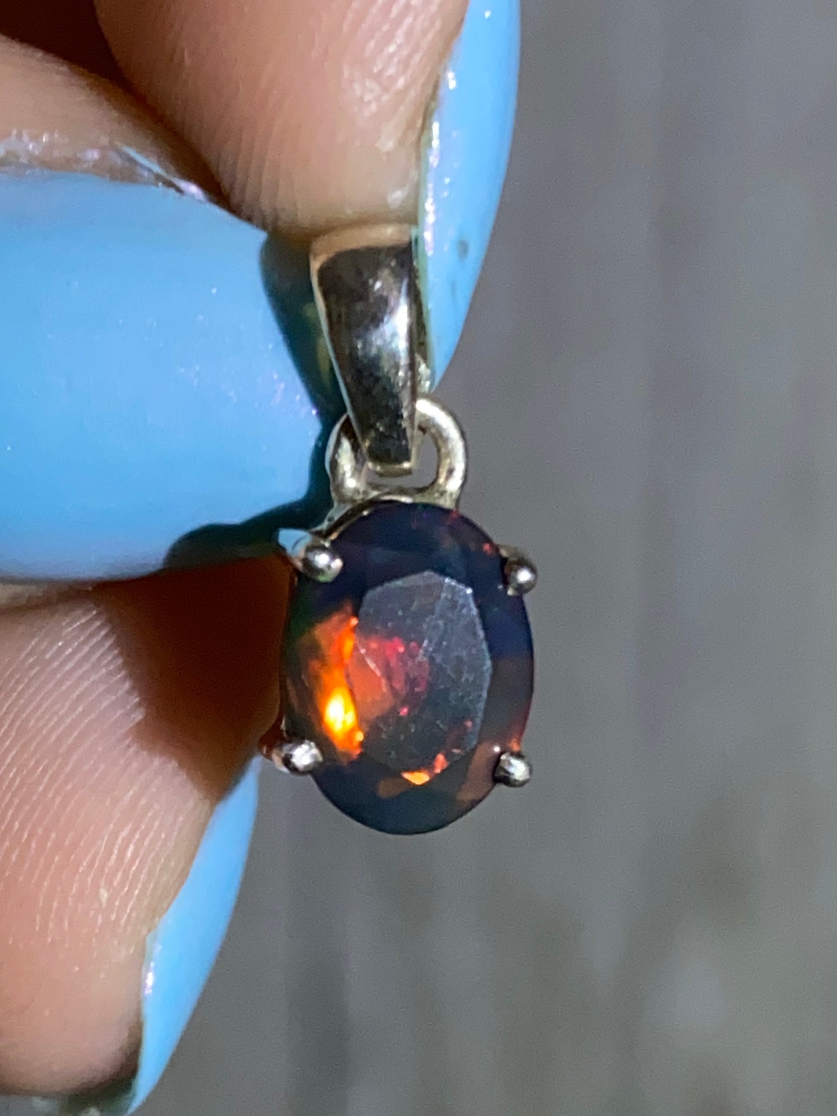 Black Opal Necklace Pendant Large Black Fire Opal Pendant Vintage Glass  Jewelry Gift - Etsy UK