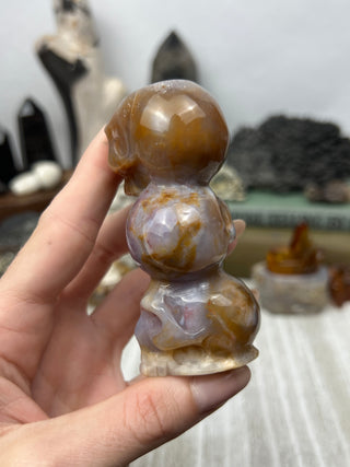 Chalcedony Crystal Skull Sculpture | Hand-Carved