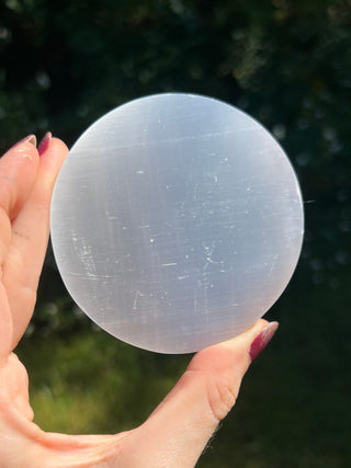 Selenite Etched Flower of Life Circle Plate