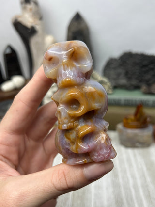 Chalcedony Crystal Skull Sculpture | Hand-Carved