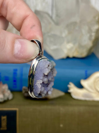 Grape Agate in Sterling Silver Pendant from Curious Muse Crystals Tagged with botyroidal, chalcedony, Crystal healing, genuine crystal, grape agate, hide-notify-btn, jewelry, natural mineral, Pendant, purple, raw mineral, reiki crystal, Sterling