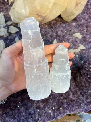 Selenite Raw Tower 4 inch, 6 inch | Satin Spar Gypsum